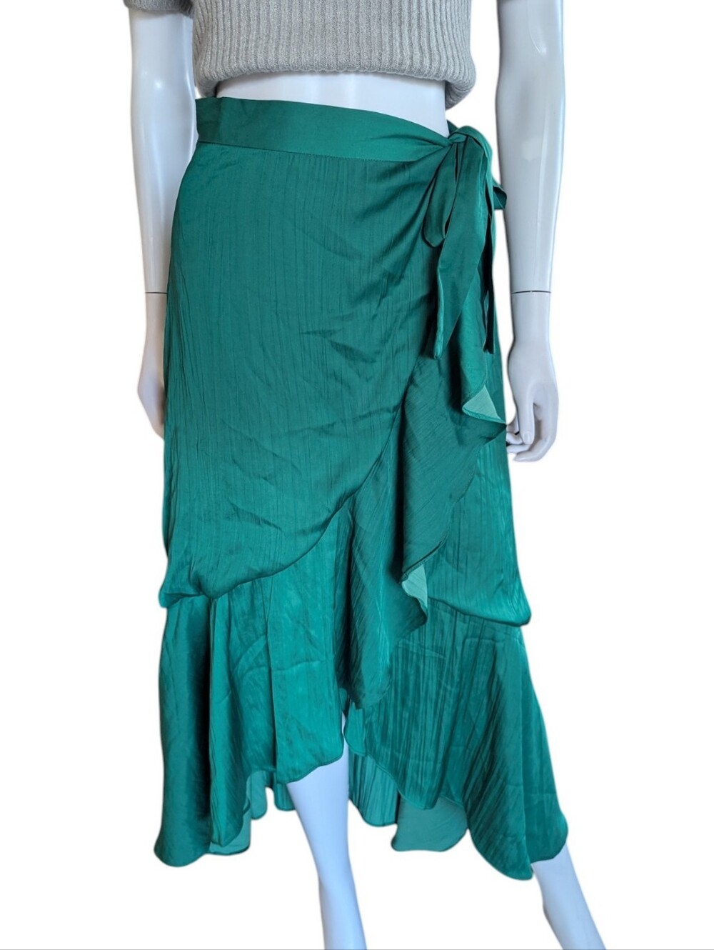 Anthropologie Maeve Ruffled WrapMaxi Skirt Evergreen - Picture 7 of 13